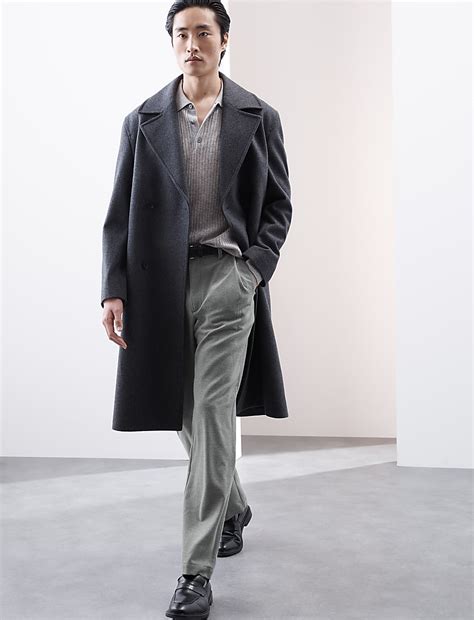 Buy Tapered Fit Single Pleat Trousers at Marks & Spencer