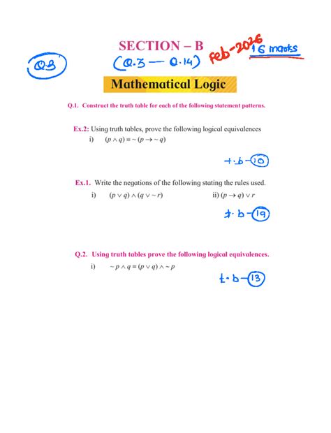 Section B Maths - Truth Tables & Logical Equivalences Notes - Studocu