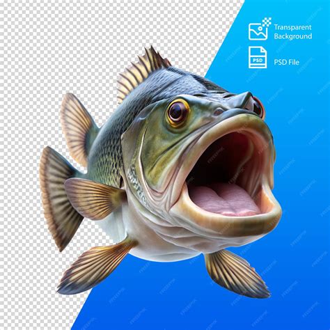 Premium PSD | Full body fish leaping into the air with mouth open