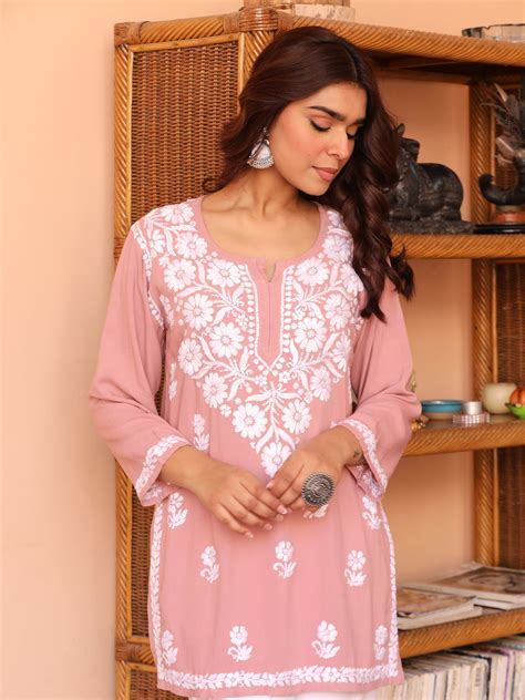 House Of Kari(Chikankari Clothing) - Saba Chikankari Short Kurta in ...