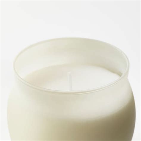 JÄMLIK scented candle in glass, Vanilla/light beige, 50 hr - IKEA