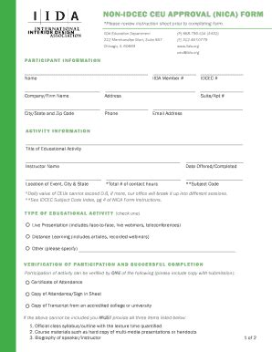 Fillable Online NON-IDCEC CEU APPROVAL (NICA) FORM Fax Email Print ...