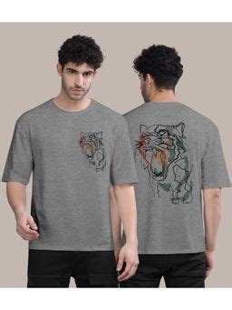 Buy BULLMER Cream Front and Back Printed Colourblock Baggy Oversized T ...