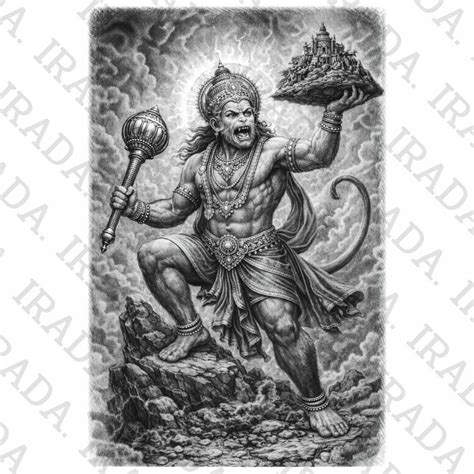 Buy Hanuman Hindu God PNG, Mighty Monkey Warrior Art, Ramayana Mythical ...