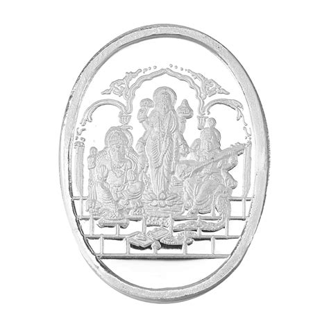 Buy BIS Hallmarked Pure Silver Coins 10 grams Oval Ganpati Laxmi ...