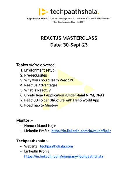 React Bootcamp Notes - Mumbai, Maharashtra - 400079. REACTJS ...