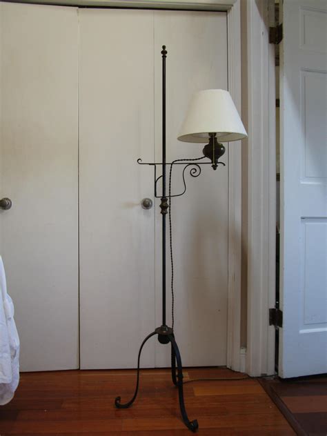 Early 1900s Vintage Colonial Style Wrought Iron Tripod Scrollwork Floor ...