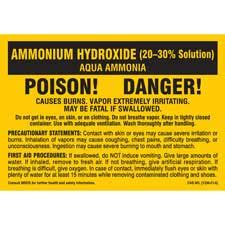 Ammonium Hydroxide Aqua Ammonia Poison Danger Labels - Brady Part ...