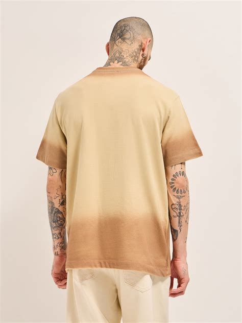 Shop Beige Gradient Oversized Crew Neck T-Shirt with “B” Print Online ...