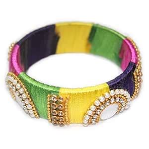Buy Yathnics Handmade Multi-color Silk Thread Bangles for Women and ...