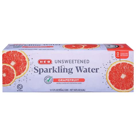 H-E-B Unsweetened Grapefruit Sparkling Water 12 pk Cans - Shop Water at ...