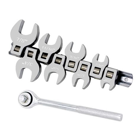 GOSWIFT 3/8 Inch Drive Crowfoot Wrench Set SAE Size 3/8" 7/16" 1/2" 9/ ...
