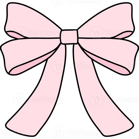 Pink coquette ribbon bow clipart Trendy girly preppy cartoon doodle ...