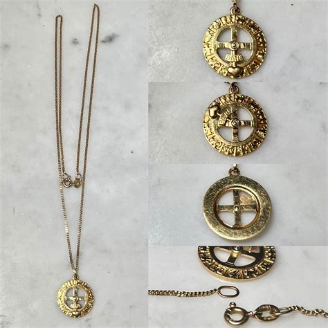 vintage c1977 9ct gold holoscope pendant neklace | NOIR ONLINE