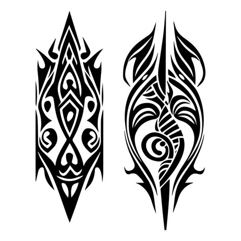 A collection set of black and white Hand drawn tribal tattoo designs ...
