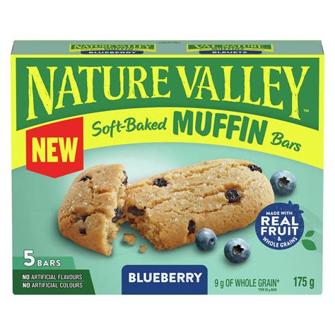 Nature Valley Soft-Baked Blueberry Muffin Bars, 5 Bars, 175g/6 oz. Box