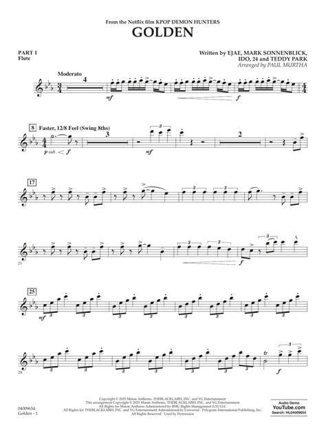 Golden (from KPop Demon Hunters) (arr. Paul Murtha) - Pt.1 - Flute by ...