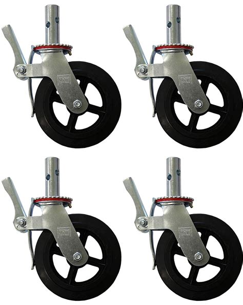 A Set of 4 Wheel 8" Caster with Cast Iron Hub 1 3/8" Caster Wheel With ...