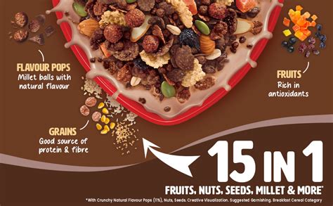 Buy Saffola Muesli Choco Crunch with Flavour Pops, 450g | 15 in 1 Fruit ...