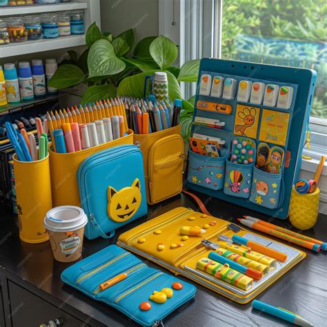 School Supply Organizer Art Stationery Set | Premium AI-generated image