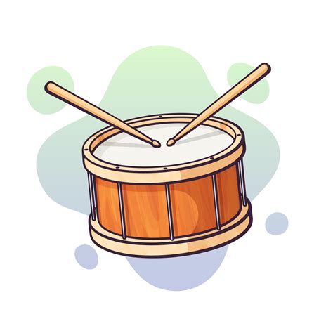 Vector illustration. Classical drum with crossed wooden drumsticks ...