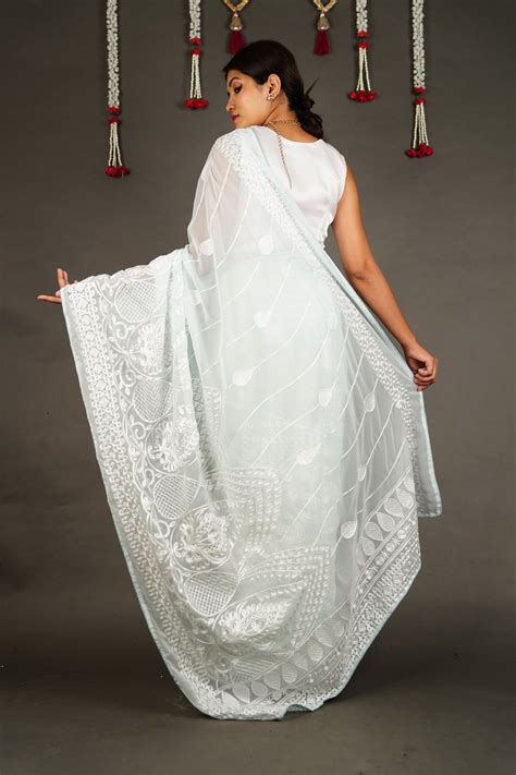 Ready To Wear Lucknow Chikan Wrap in 1 minute saree | Isadora Life ...