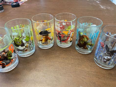 Mcdonalds Shrek Glasses set of 6 (Shrek the Third/Shrek Forever After ...