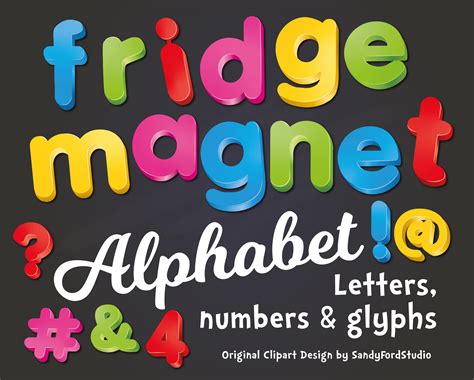 Fridge Magnet Alphabet Clipart: Lowercase Letters & Numbers (PNG Files ...