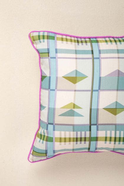 Buy Cambaya Herringbone Cotton Misty Blue Cushion Cover Online ...