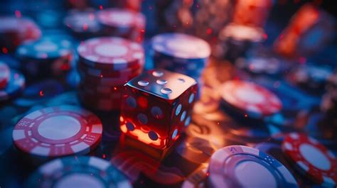 A pile of dice with the red and blue colors of the background | Premium ...