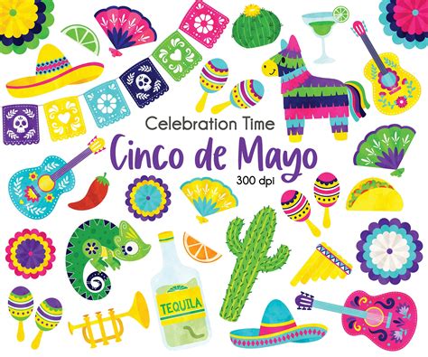 Cinco De Mayo Clipart Bundle Mexico Clip Art Pinata Cactus - Etsy