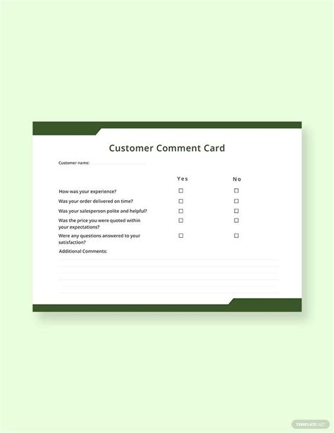 Image result for Comment Card Template