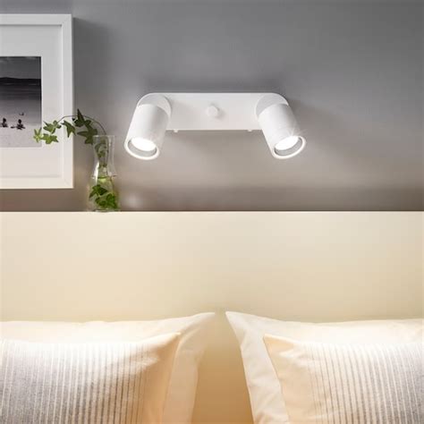 NYMÅNE Wall lamp double, wired-in, white - IKEA