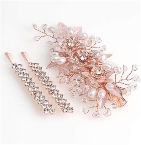 Amazon.com : Sppry Wedding Hair Clips Set of 3 PCS - Floral Rhinestone ...