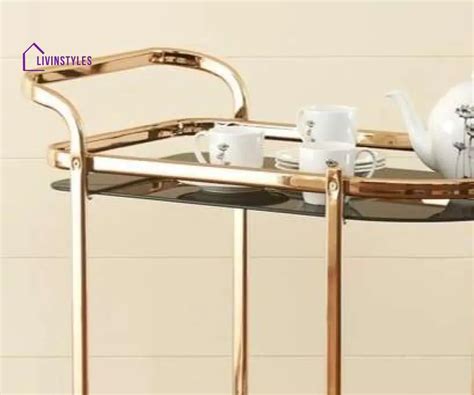 Latvia Gold Bar cart Trolley 2 Tier (Iron) - Matt Gold – LivIn Styles