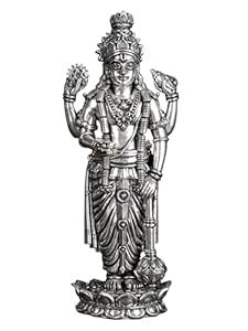 Buy Exotic India 7 Inch Superfine Four Armed Lord Vishnu Silver Plated ...