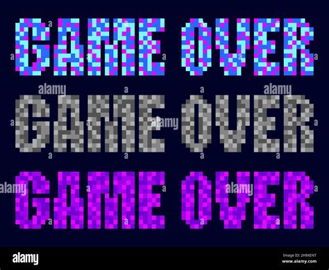 Game over, pixel art. Pixel text informing about the loss in the game ...