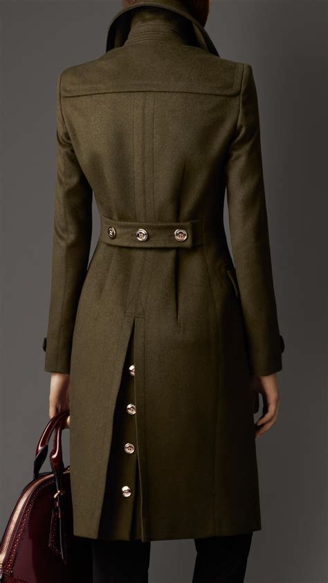 Lyst - Burberry Wool Cashmere Military Coat in Green