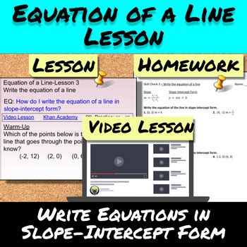Image result for Write Slope-Intercept Form of Line Equation