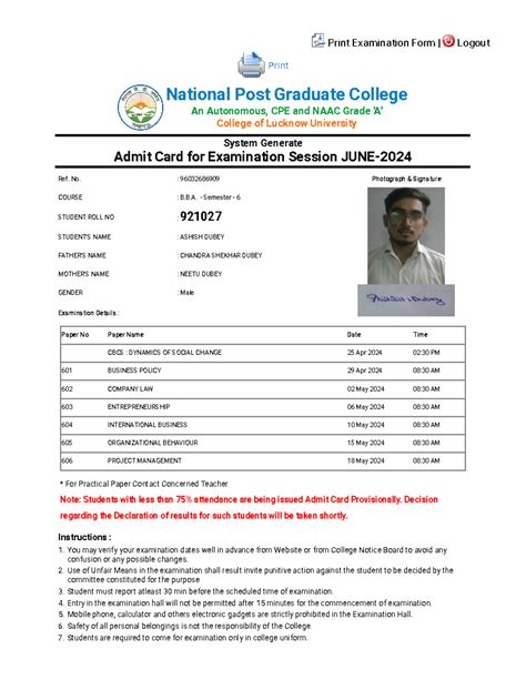 Examination Form NPGC - Practical project - Print Examination Form ...