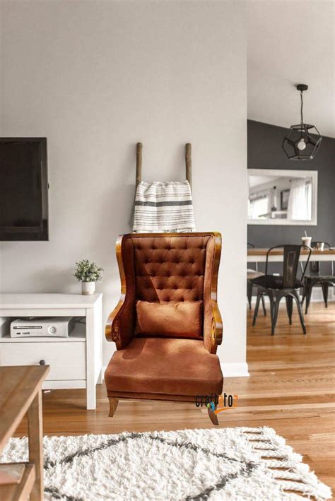 Craftatoz Arm Chair with Wooden Cabriole Legs in Steel Wool Brown ...