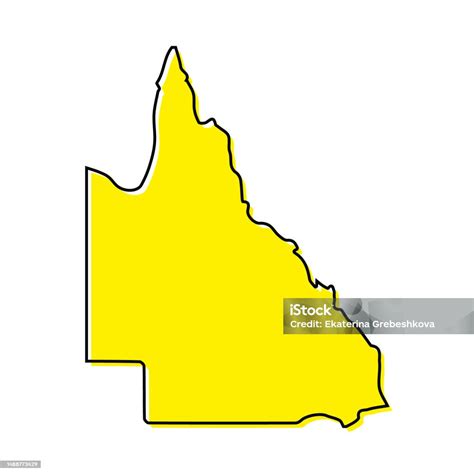 Simple Outline Map Of Queensland Is A State Of Australia Stock Illustration - Download Image Now ...