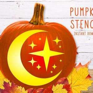 Moon Stars Pumpkin Stencil, PRINTABLE Pumpkin Stencil, Jack O' Lantern ...