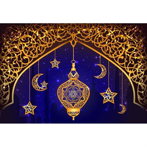 Buy CSFOTO 10x8ft Blue Ramadan Backdrop Ramadan Lanterns Mosque ...