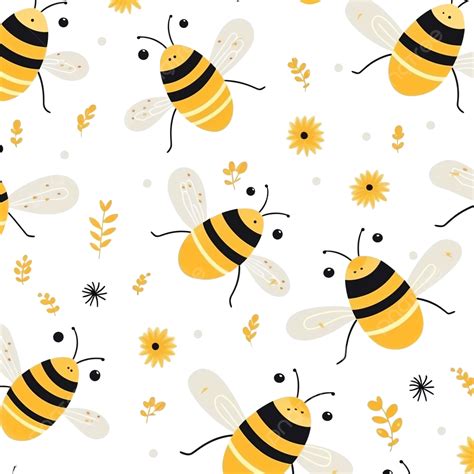 Bright Yellow Print Cute Little Bees Collecting Honey Bee Hives ...