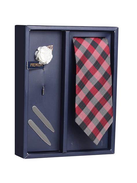 Buy The Red Attack Gift Box Includes 1 Neck Tie, 1 Brooch & 1 Pair of ...