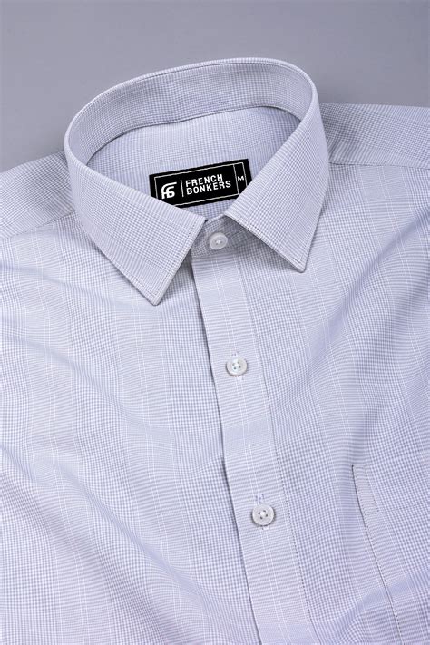 Grey Shirt with White Micro Check Pattern