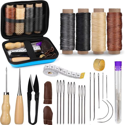 FACEGA Leather Sewing Kit,Leather Working Tools and Supplies,Leather Working Kit with Large-Eye ...
