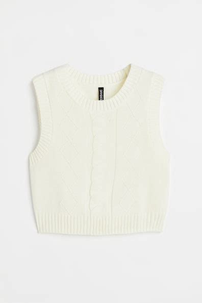 Jacquard-knit sweater vest - Cream - Ladies | H&M IN