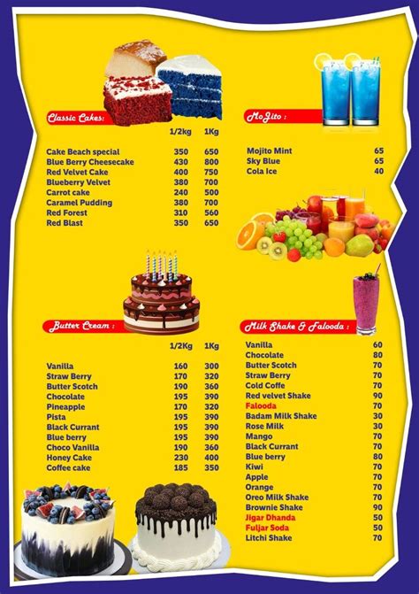 Menu at CAKE BEACH, Pudukkottai